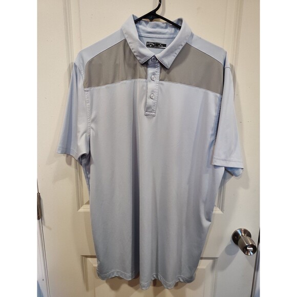 Men's Callaway Moisture Wicking Polo Golf Shirt Light Blue Gray XL - Picture 1 of 7